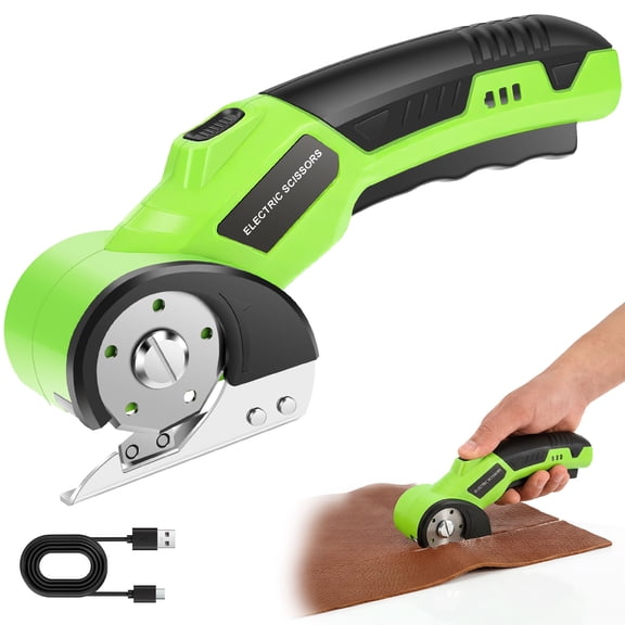 Threns Cardboard Cutter,Rechargeable Cordless Electric Scissors,4.2V Upgrade Motor Electric Box Cutter with Blade,Safety Lock,LED Light,Powerful Cutting for Cardboard Box,Plastic,Leather,Cloth