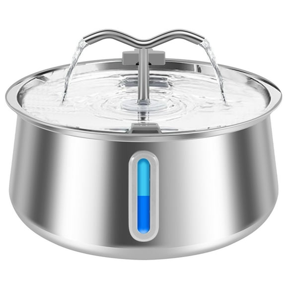 Threns Cat Water Fountain 4L/135oz Stainless Steel Pet Water Dispenser with Water Window Large Capacity Dog Drinking Dispenser Quiet Pet Fountain Water Bowl for Multiple Pets Cats Dogs