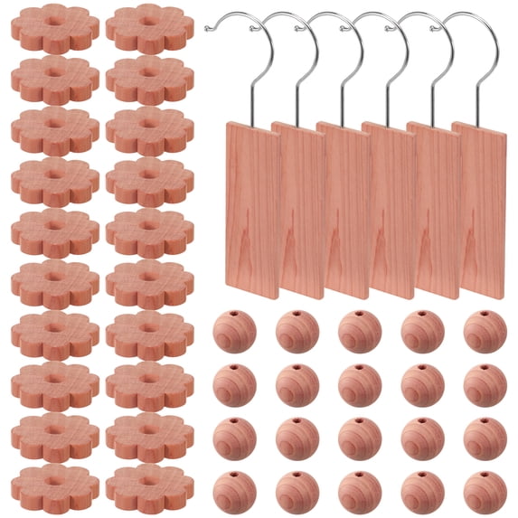 Threns Cedar Blocks for Clothes Storage, 46 Pack Hanging Cedars Wood for Closets, Cedars Planks with Metal Hooks, Cedar Balls for Closets and Drawers