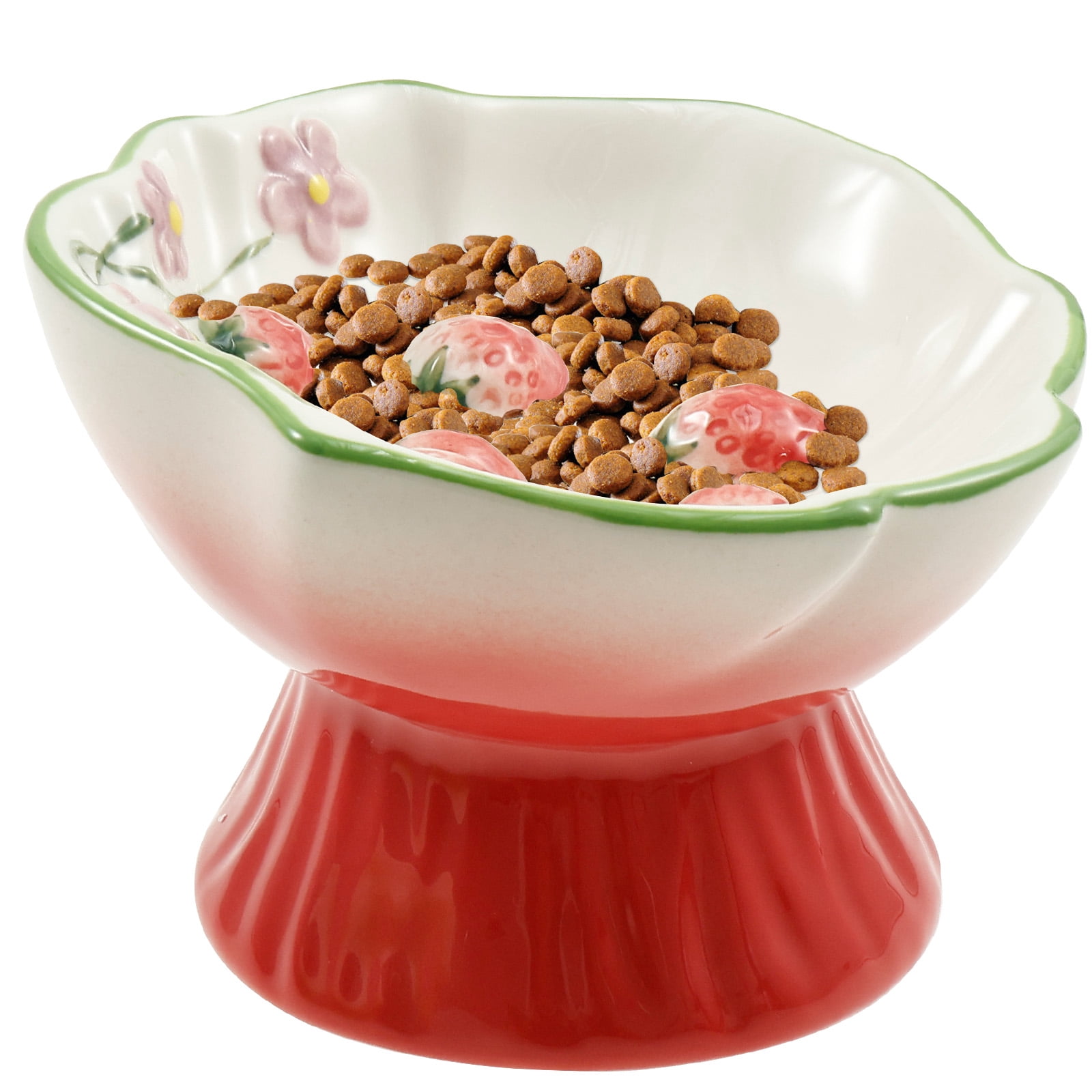 Threns Ceramic Slow Feeder Cat Bowl Elevated Small Cat Food Bowl Wide Mouth Small Dog Slow Feeder Control Eating Speed for Dog Pet