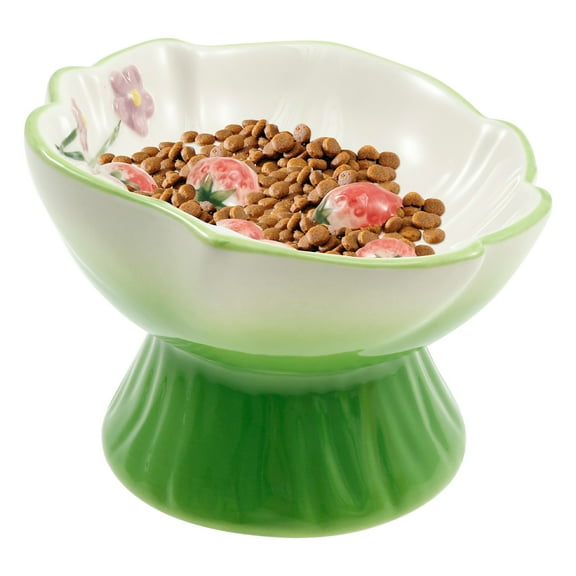Threns Ceramic Slow Feeder Cat Bowl Elevated Small Cat Food Bowl Wide Mouth Small Dog Slow Feeder Control Eating Speed for Dog Pet