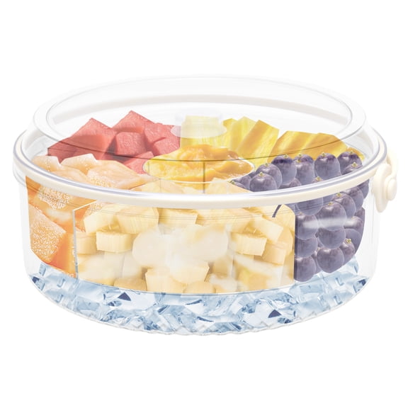 Threns Chilled Serving Trays for Party 11inch Divided Ice Chilled Party Platter with Lid 5 Compartments for Veggie Fruit Appetizer