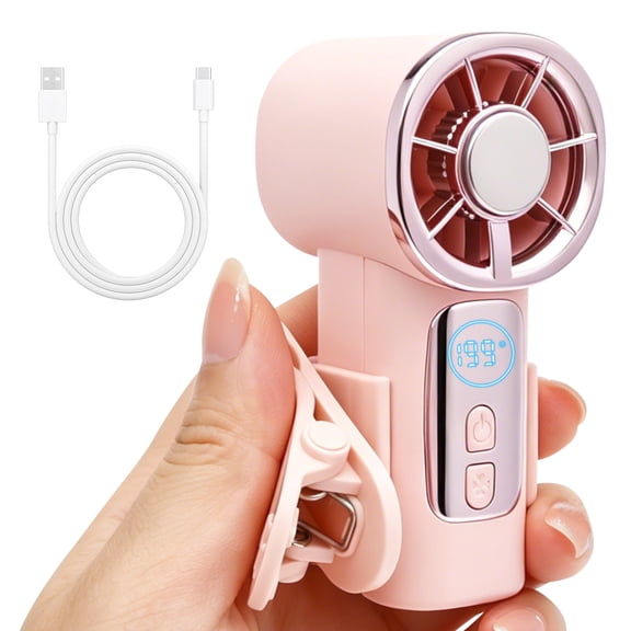 Threns Clip On Portable Fan, Rechargeable Handheld Mini Fan with LED Display, Detachable Clip, Stroller Fan for Baby, Compact Travel Essentials/Lash, Summer Gifts for Women