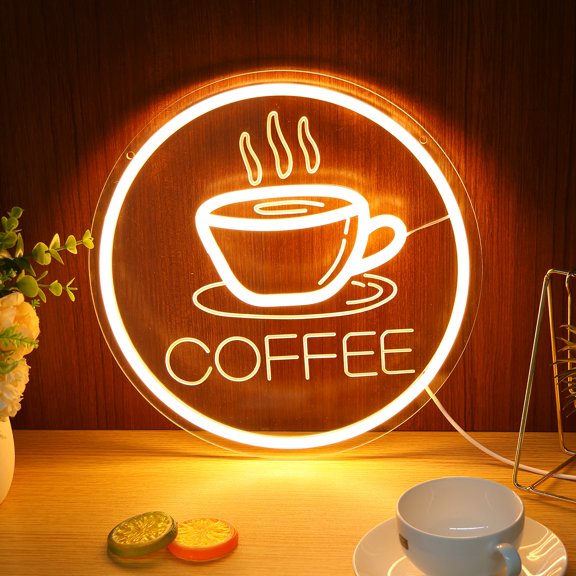 Threns Coffee Led Neon Light Sign Home Bedroom Business Cafe Wall Sign Decor Club Coffee Bar Station Shop Kitchen Light Up Sign,11.8" X 11.8"