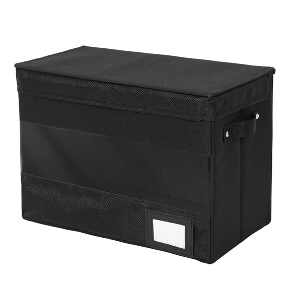 Threns Comic Book Storage Box, Collapsible Comic Short Box with Lids Holds 160-180 Comic Book Organizer Heavy Duty Bin Container Holder Shelf, 15.8" X 7.8" X 11.8", Black