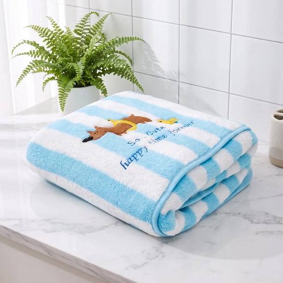 Threns Coral Fleece Bath Towels, 55.1" x 27.6" Premium Bathroom Towel, Super Soft, Absorbent, Lint Free, Fade Resistant, Lightweight, Quick Dry, Use for SPA , Sauna, Salon Hair Wrap, Blue