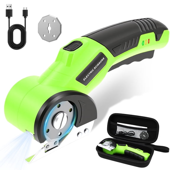 Threns Cordless Electric Scissors 4.2V Rechargeable Rotary Cutter, Powerful Fabric, Cardboard and Carpet Cutting Tool, Electric Box Cutter for Crafting, Sewing and Diy Projects