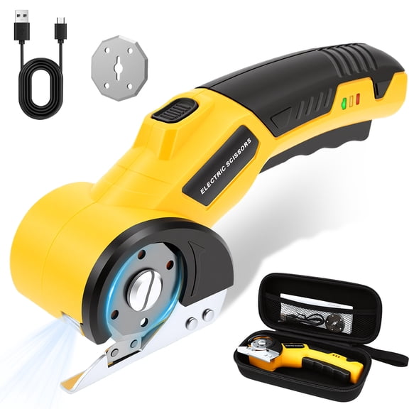 Threns Cordless Electric Scissors 4.2V Rechargeable Rotary Cutter, Powerful Fabric, Cardboard and Carpet Cutting Tool, Electric Box Cutter for Crafting, Sewing and Diy Projects