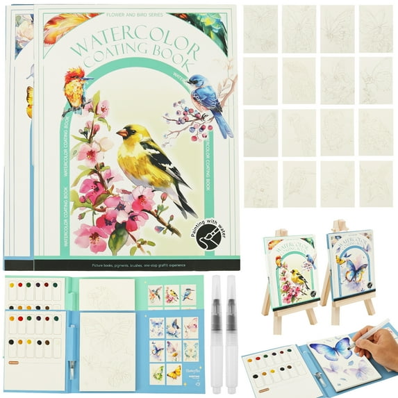 Threns Creative Stress Relief Kit Paint Art Watercolor Book Painting Kit Watercolor Painting Book for Adult Beginner for Traveling Outdoor