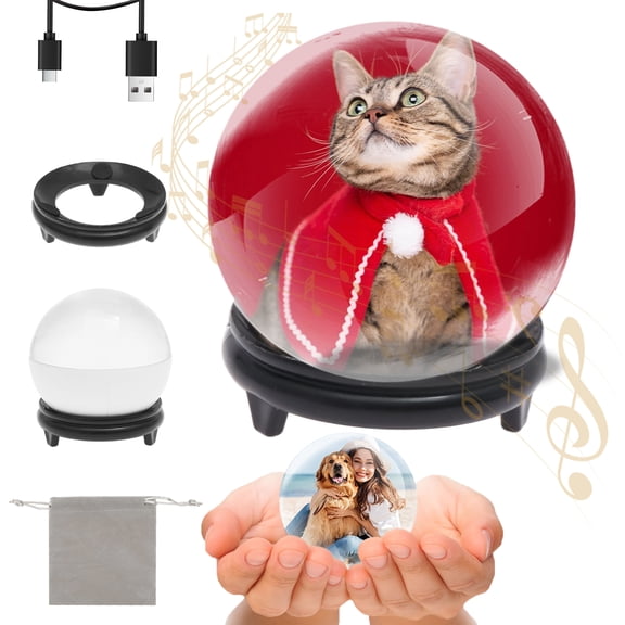 Threns Crystal Ball Video Player 3 Inch Creative Memory Sphere Video USB Rechargeable 3D Memory Orbs Ball for Couples Friends
