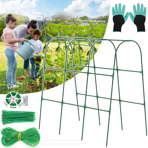 Threns Cucumber Trellis for Raised Bed U Shape Vegetable Trellis Easy to Install Cucumber Support Frame Metal Pea Tunnel for Climbing Plants Tomato Vegetable