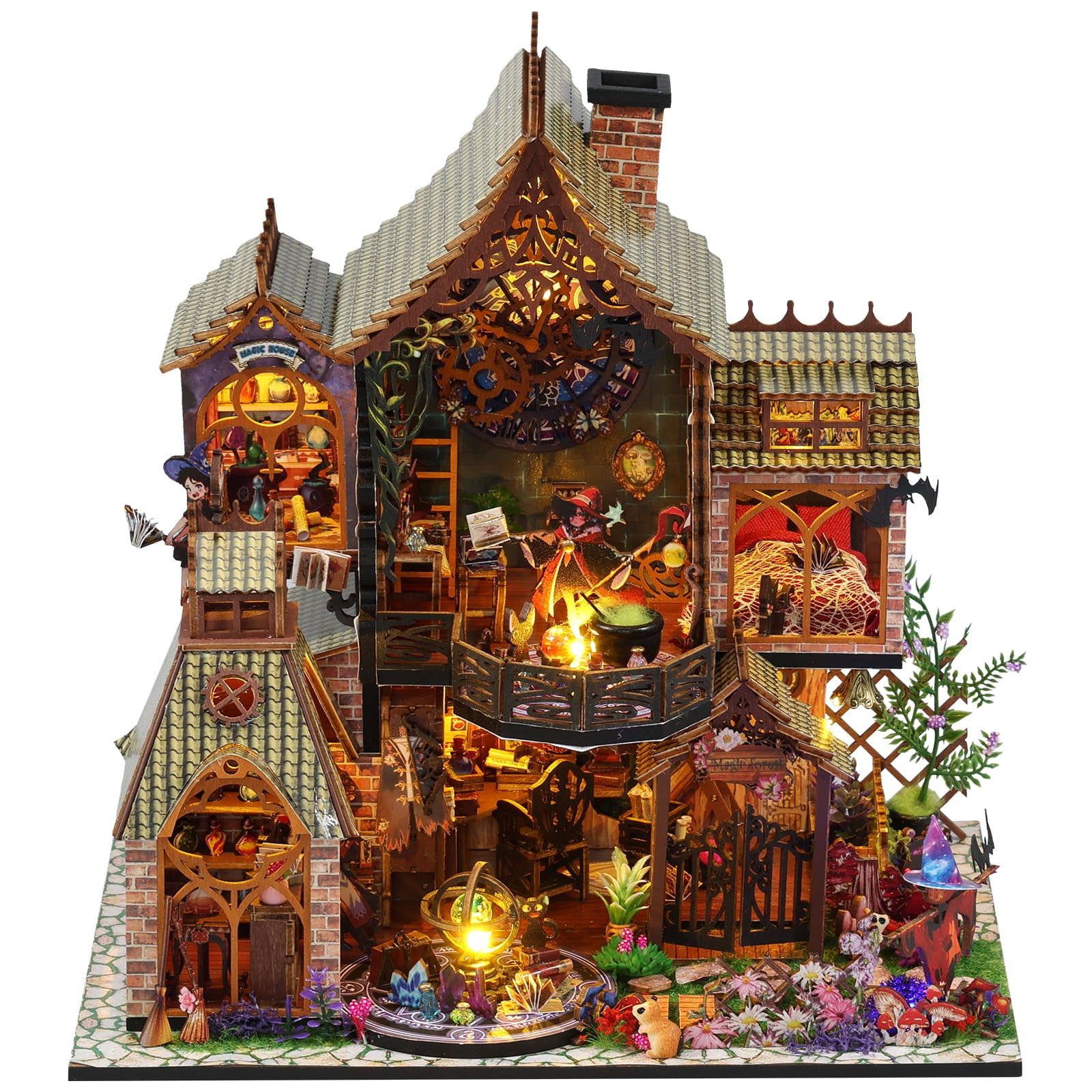 Dollhouse Miniature Kit With Furniture, 1:24 Diy Wooden Dollhouse With Led Diy Mini Doll House