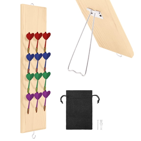 Threns Dart Holder Wall Mounted Display 12 Steel or Soft Tip Dart Caddy for Wall with Metal Hook Accessory Storage Bag for Entertainment Room Basement Bar Corner