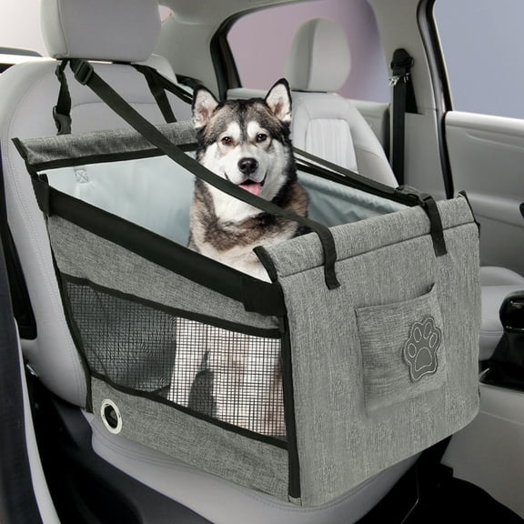 Threns Dog Car Seat with Mesh Window Oxford Cloth Dog Booster Seat with Storage Pocket Foldable Pet Car Seat for Travel Cat Dog,19.11"