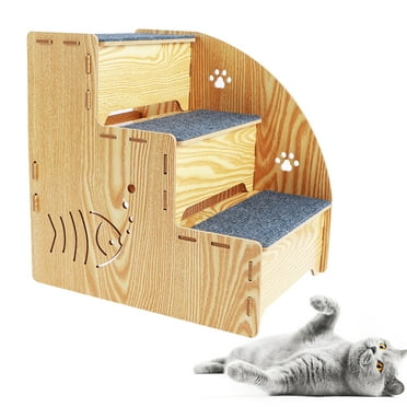 Threns Dog Stairs for Small Dogs 3 Tiers Pet Steps Non Slip Puppy Stairs Covered with Carpeted Fabric Sleek Pet Stairs,13.78 x 10.24 x 13.78 inches,1 Pcs