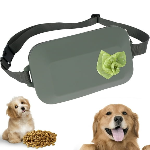 Threns Dog Treat Pouch Silicone Dog Treat Training Pouch Reusable Washable Dog Treat Bag with Adjustable Strap Built in Poop Bag Dispenser Cross Body Bag for Dog Training 24x12.5x5cm
