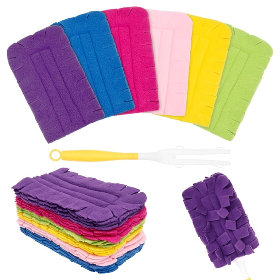 Threns Dusters Refill for Cleaning,12 Pack Fleece Reusable Dusters Kit for Cleaning Dusting Furniture Blind Ceiling Fan,Multi Surface 360 Feather Duster,with Handle