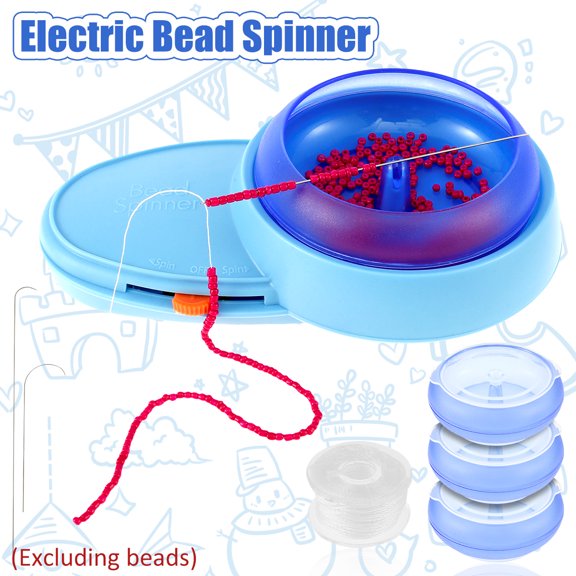 Threns Electric Bead Spinner Battery Operated Beading Bowl Spinner Kit Adjustable Direction Spin Bead Loader with Curved Beading Needles