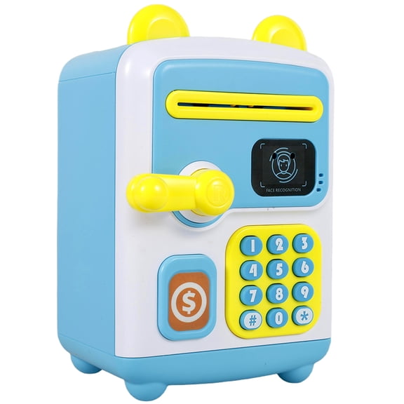 Threns Electronic Piggy Bank for Boys Girls,ATM Money Saving Box Toy with Password and Face ID Simulation, Penny Saving Toy Present for Kids,Blue