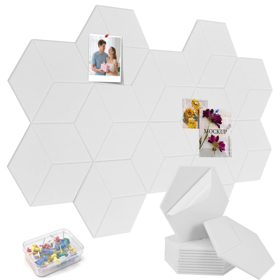 Threns Hexagon Cork Boards for Walls Decor,10 Pack Cork Bulletin Board Tiles with 50 Pins,Pin Board for Office Home Notes Photos and DIY Classroom Decor