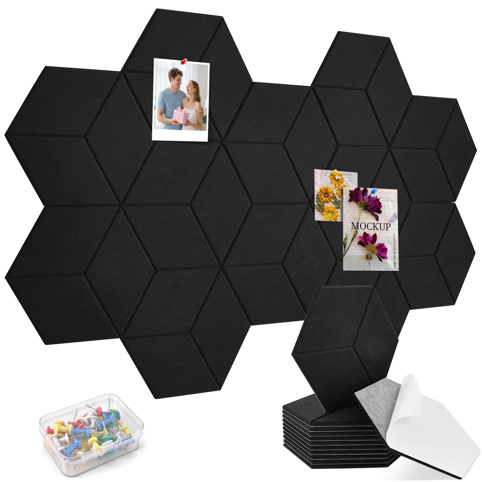 Threns Hexagon Cork Boards for Walls Decor,10 Pack Cork Bulletin Board Tiles with 50 Pins,Pin Board for Office Home Notes Photos and DIY Classroom Decor