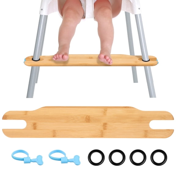 High Chair Footrest,Bamboo Wooden Foot Rest,High Chair Accessories,Suitable Footstool with Rounded Corners,Adjustable Height