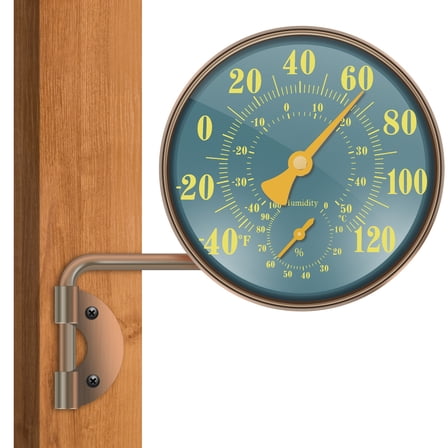 Threns Indoor Outdoor Thermometer Hygrometer - Waterproof Hanging Wall Thermometer Decorative Outdoor Thermometer Large Numbers, No Battery Needed Outdoor Thermometers for Patio