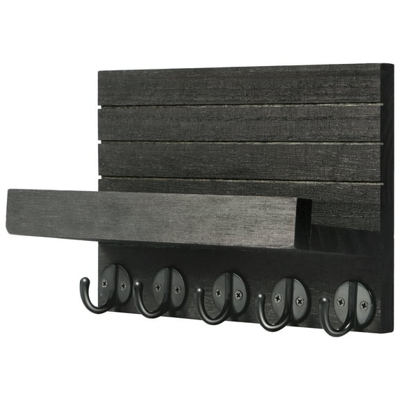 Threns Key Holder Wood Key and Mail Holder Wall Mounted Key Storage Hanger Decorative Key Rack Shelf for Home