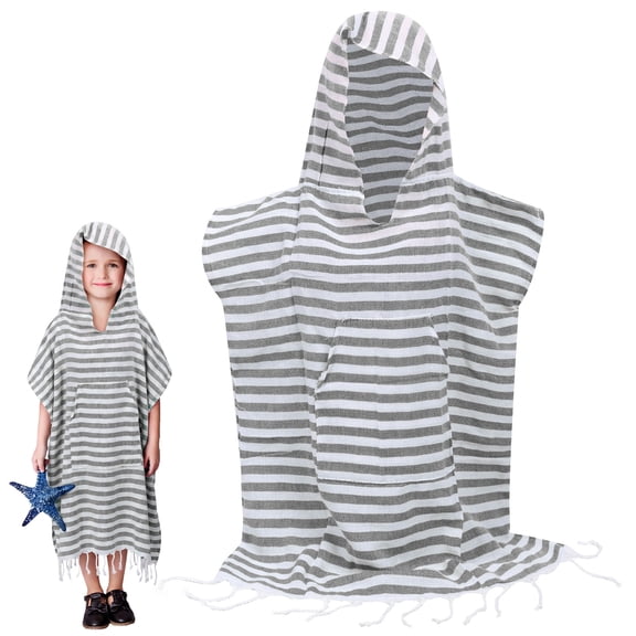 Threns Kids Beach Towels, Hooded Towels for Kids, Kids Hooded Bath Towel, Pool Ponchos for Kids with Hood, Black