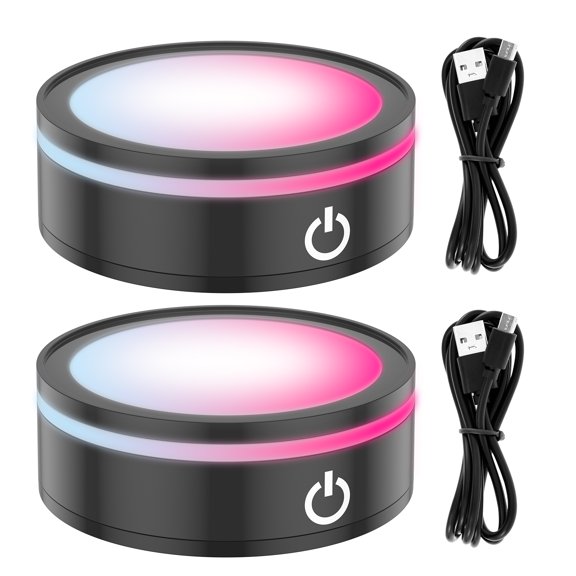 Threns LED Light Base Touch Control Light Display Base LED Display Base 2 Power Supply Modes LED Lamp Base Flat LED Light Display Base for Home Party