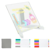 Threns LED Note Board with 12 Color Pens Lighted Acrylic Dry Erase Board Clear LED Message Board Practical LED Acrylic Note Board with Adjustable Stand LED Acrylic Marker Board for Office Home
