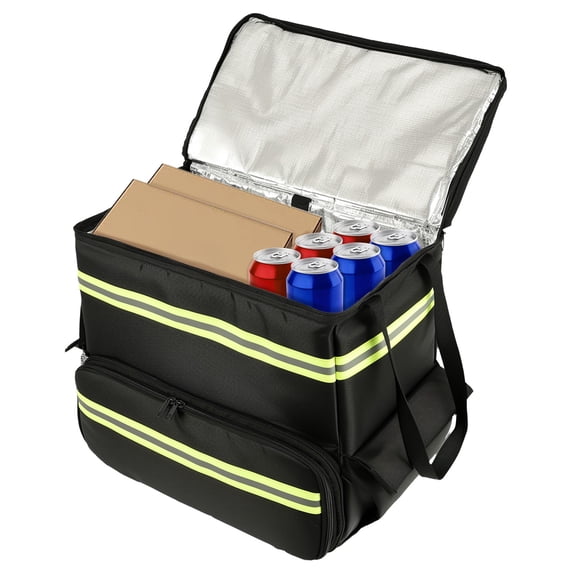 Threns Large Food Delivery Backpack with Expandable Front Pocket and Reflective Strips Insulated Pizza Delivery Backpack for Bike