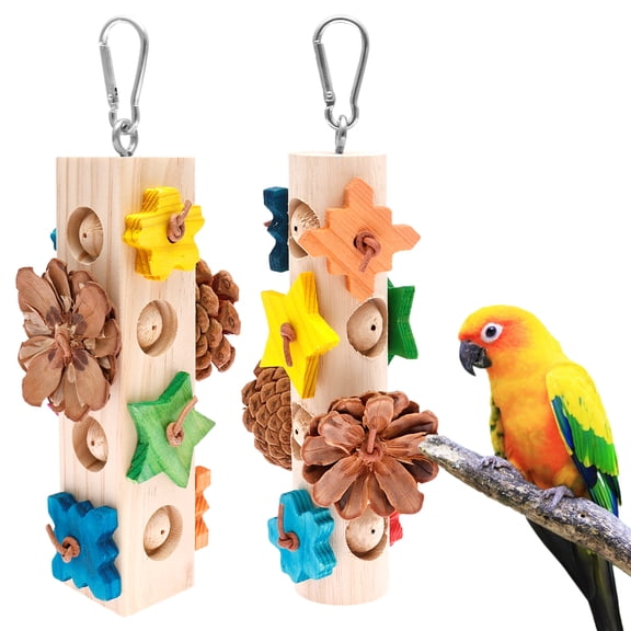 Threns Large Parrot Toys,Bird Chewing Toys for African Grey Parrots,Cockatoos,Small Macaws,Wooden Hanging Bird Cage Toy for Medium and Small Birds