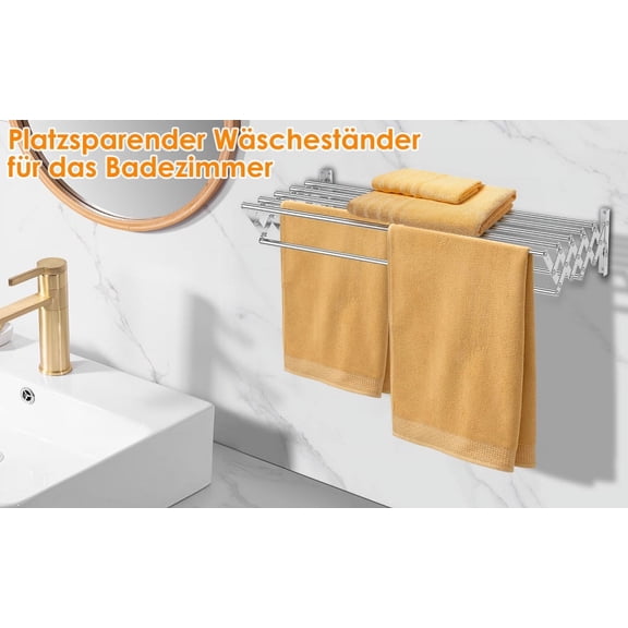 Threns Laundry Drying Rack Collapsible Wall Mounted Clothes Drying Rack Stainless Steel Drying Rack Retractable Towel Drying Rack Space Saver with 7 Drying Rods