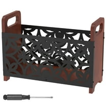 Threns Magazine Storage Basket Wooden Newspaper File Holder Rack Desktop Folder Organizer with Handle for Coffee Table Bookshelf Desk