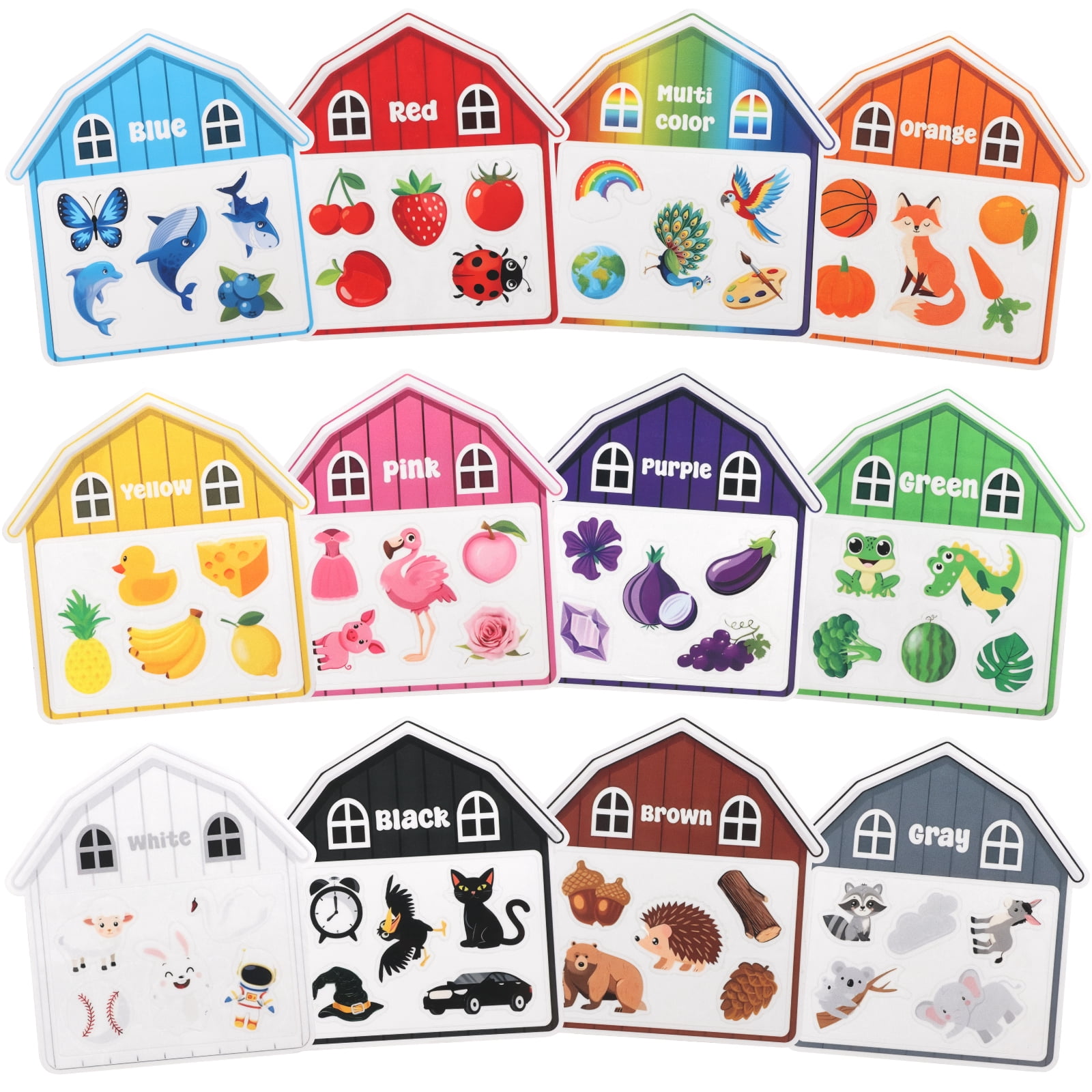Color Magnet Learning Threns Magnetic House Color Sorting Set 10/12 Pcs Matching Magnet ...