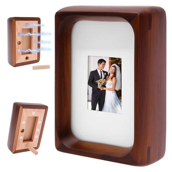 Threns Magnetic Picture Frame for Fridge,2" x 3" Wood Small Photo Frame with Magnet for Refrigerator Desktop Display
