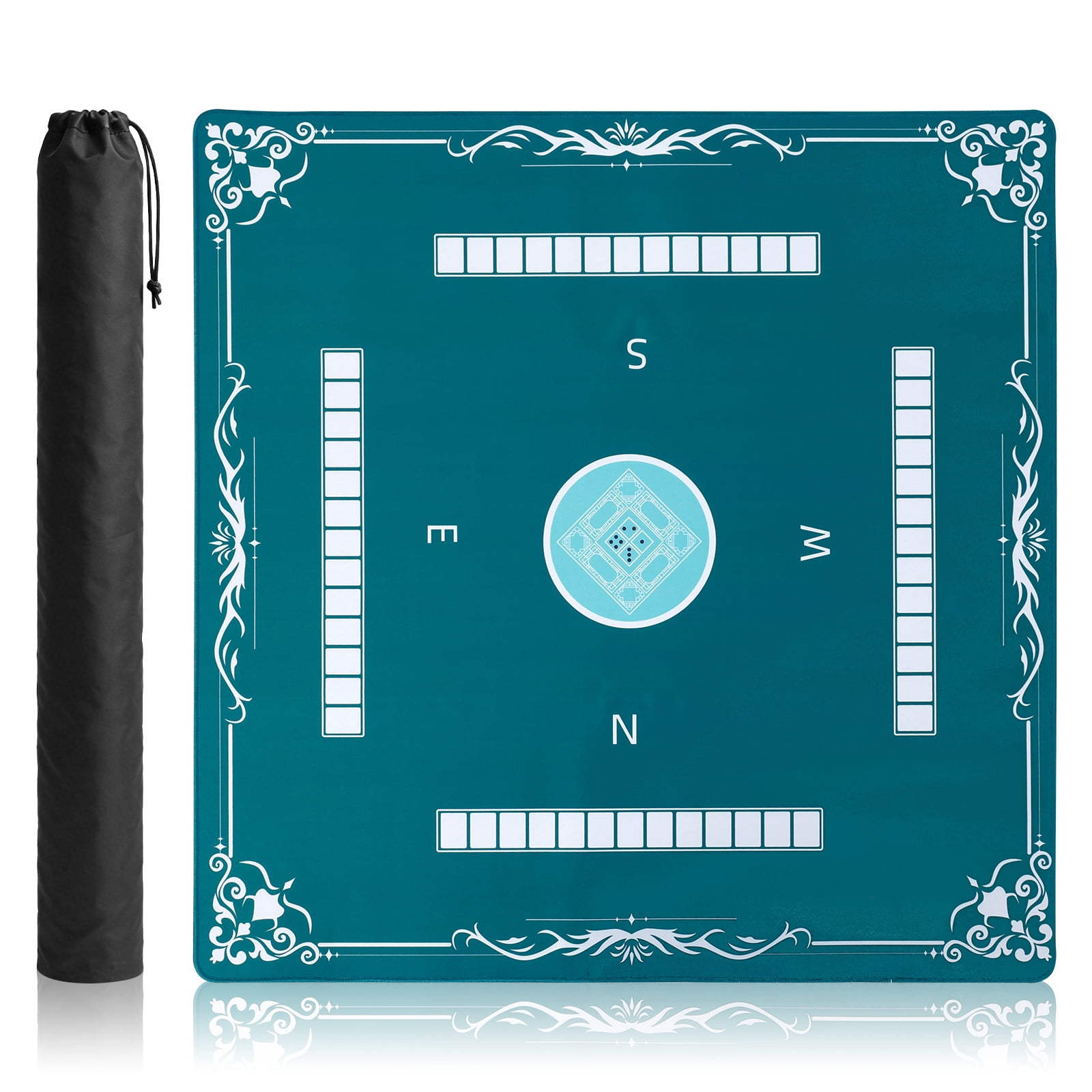Threns Mahjong Mat with Rules, 31.5 Inch Square Mahjong Mats for Table, Quiet Noise Reduction Table Mat with Black Carrying Bag for Poker, Board Games, Tiles Game and Dominoes