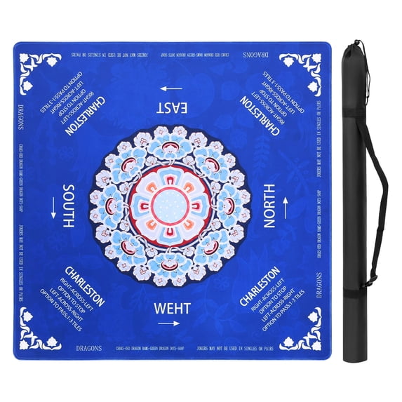 Threns Mahjong Mat with Rules, 31.5 Inch Square Mahjong Mats for Table, Quiet Noise Reduction Table Mat with Black Carrying Bag for Poker, Board Games, Tiles Game and Dominoes