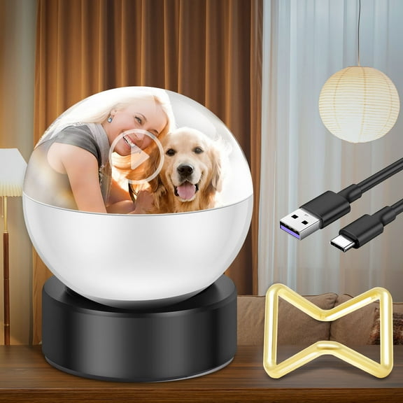 Threns Memory Orb Ball Video Player 2.7 Inch Portable Memory Crystal Ball Video Player with Sound and Lanyard for Birthday Present