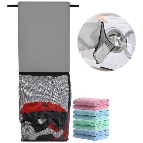 Threns Mesh Laundry Bag Expandable Large Capacity Tear Resistant Travel Dirty Clothes Bag for Fitness Wear Work Uniform Travel Dirty Laundry