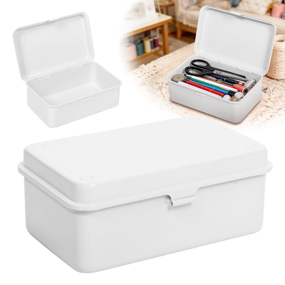 Threns Metal Box with Lid,Metal Storage Box for Valuables Cash Jewelry,Multi-Functional Storage Container with Lid,Portable and Convenient,7.87x5.12x3.15 Inches