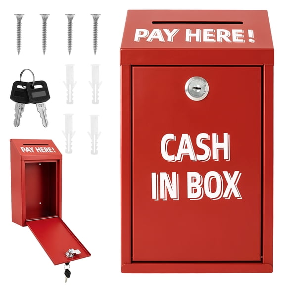 Threns Metal Donation Box with Lock, Suggestion Box with Slot and Locks Metal Locks Boxs Comment Box Voting Box Key Drop Box for Home Office, 10.24 x 5.63 x 2.91 Inch