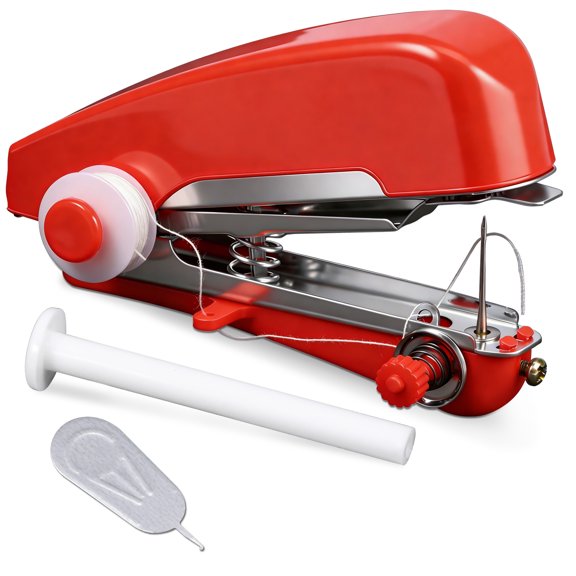 Threns Mini Handheld Sewing Machine Portable Manual Sewing Machine for Fabric Clothing Leather DIY Home Travel Quick Stitch