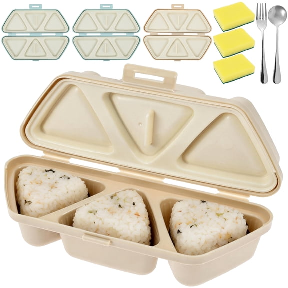 Threns Onigiri Mold,3 Pack Musubi Press Maker,6 in 1 Triangle Rice Ball Mold Maker for Lunch Picnic Camping