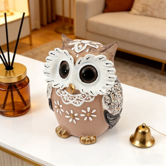 Threns Owl Statue for Home Decor Accents - Boho Decor for Rooms,Bookshelf,Office Table and Living Rooms,Vintage Cute Figurines for Bird Lovers Owl Gifts