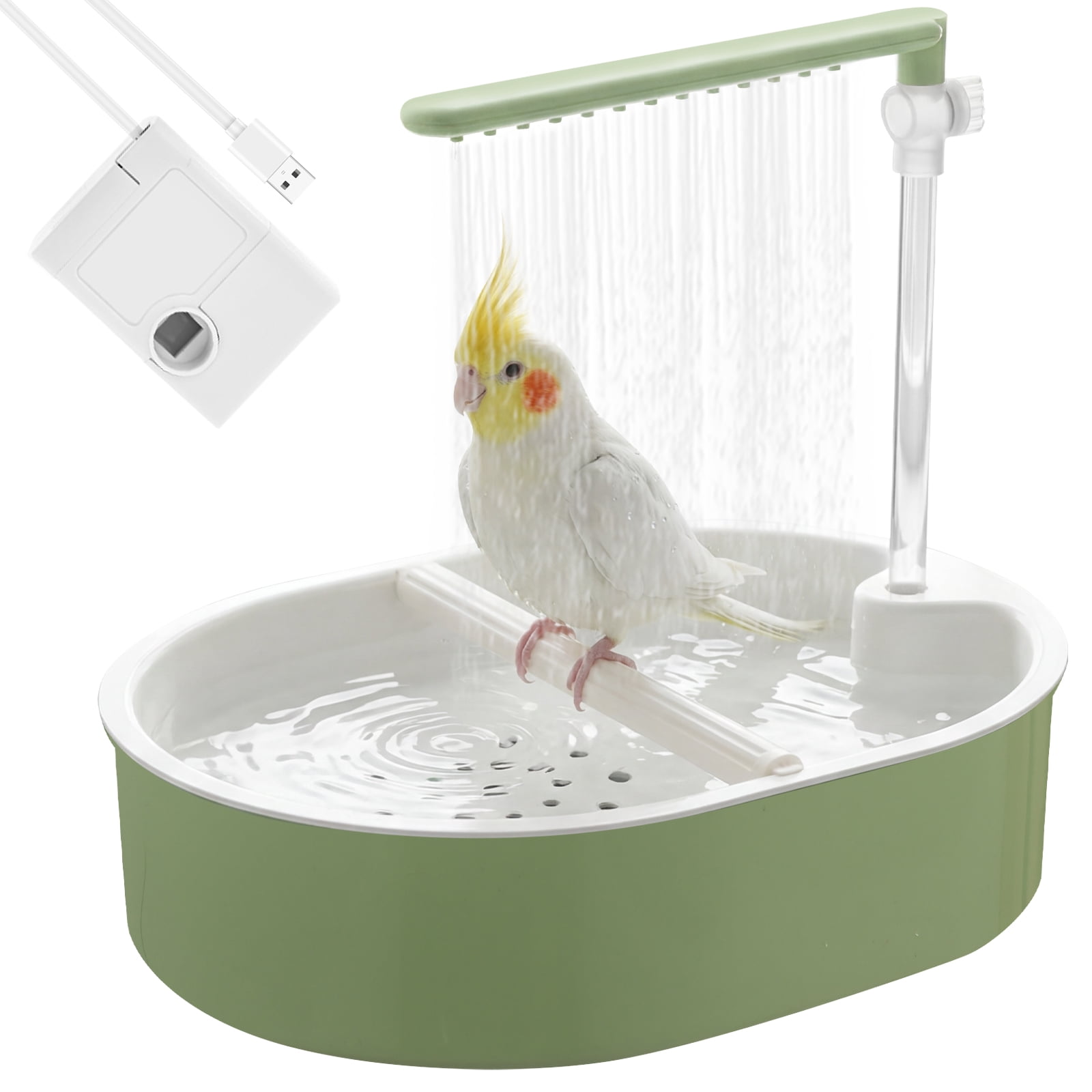 Threns Parrot Bathtub Bird Automatic Bath Shower,Large Bird Shower Fountain Indoor Bathtub with Running Water for Pet Birds, African Grey, Cockatiel, Conure, Budgie