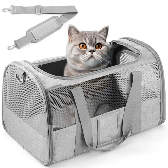Threns Pet Carrier,Oxford Cloth Cat Carrier Bag,Foldable Breathable Dog Carrier with Food Bowl Shoulder Strap for Cats Dogs Traveling
