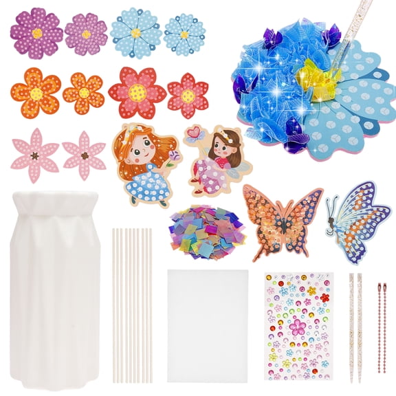 Threns Poke Poke Art - Flower Bouquet Kits for Kids,Art and Craft DIY Creative Activity Crafts Kits,Mess-Free Fun for Kids,Birthday Gifts for Girls and Boys