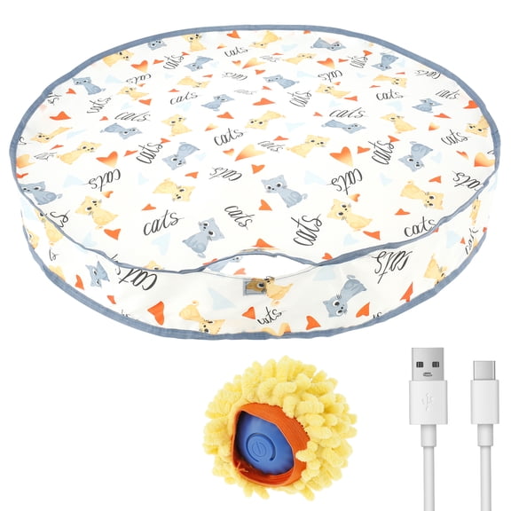 Threns Polyester Cat Play Pouch Rechargeable Cat Catching Pouch Double Mesh Feline Capturing Pouch 3 Pattern Cat Play Ball Type C Charging Cat Play Catching Pouch Suitable for Home